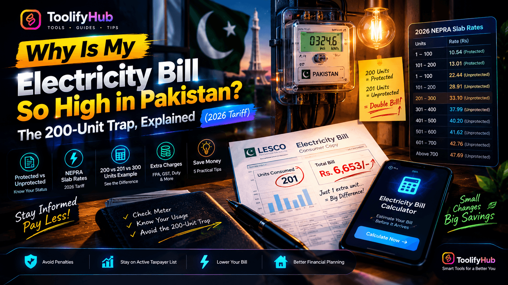Why Is My Electricity Bill So High in Pakistan? The 200-Unit Trap, Explained (2026 Tariff)
