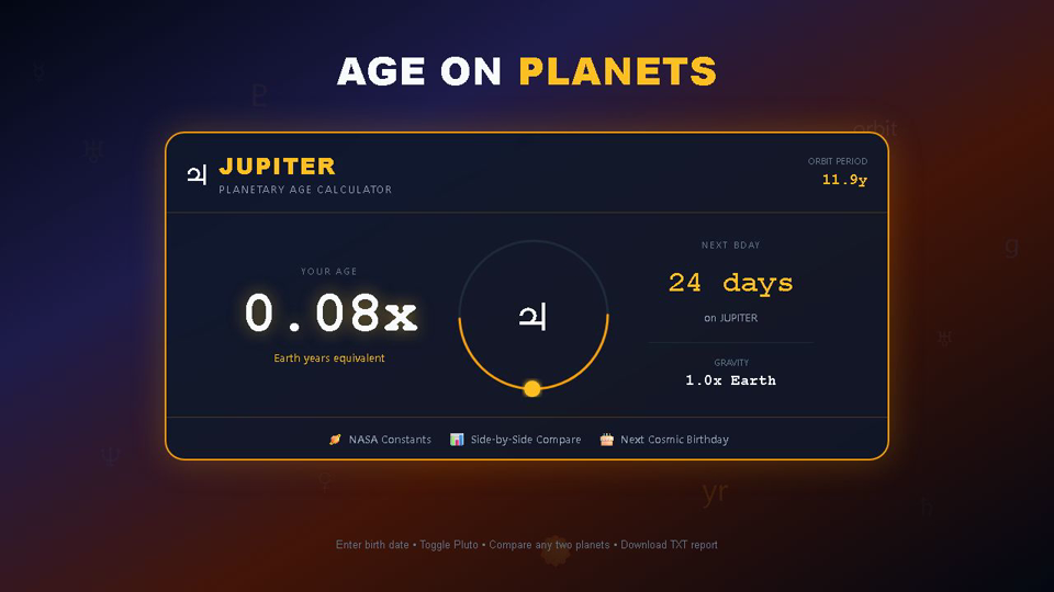 Age on other planets calculator — cosmic age demo