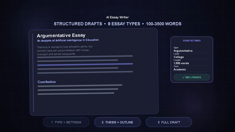 Free AI essay writer — generate structured essay drafts online