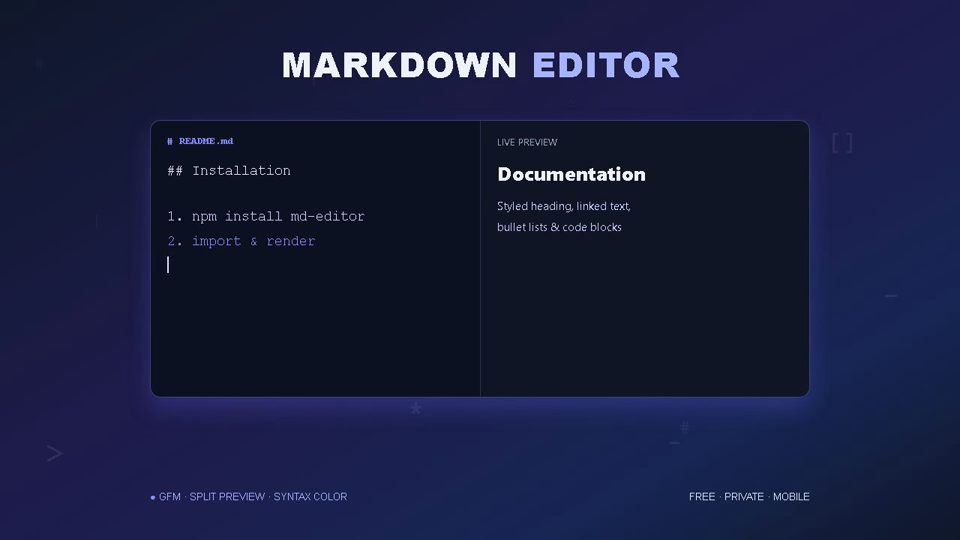 Markdown editor — live preview demo