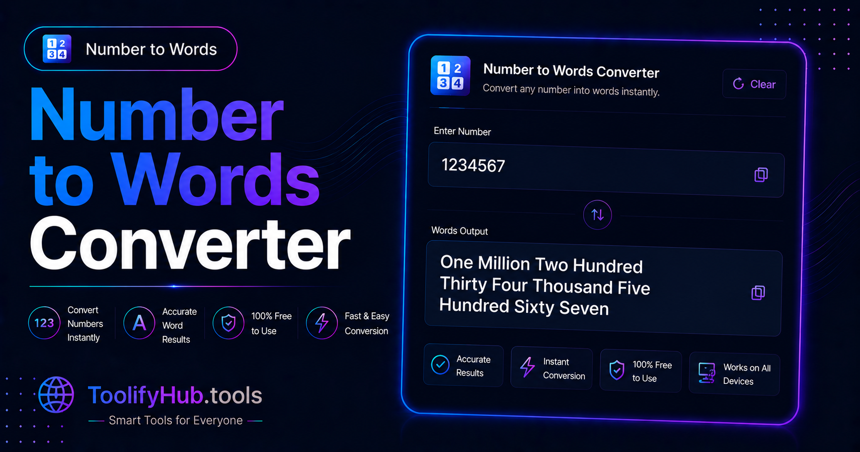 Number to Words Converter Free — Convert Numbers for Cheques Instantly