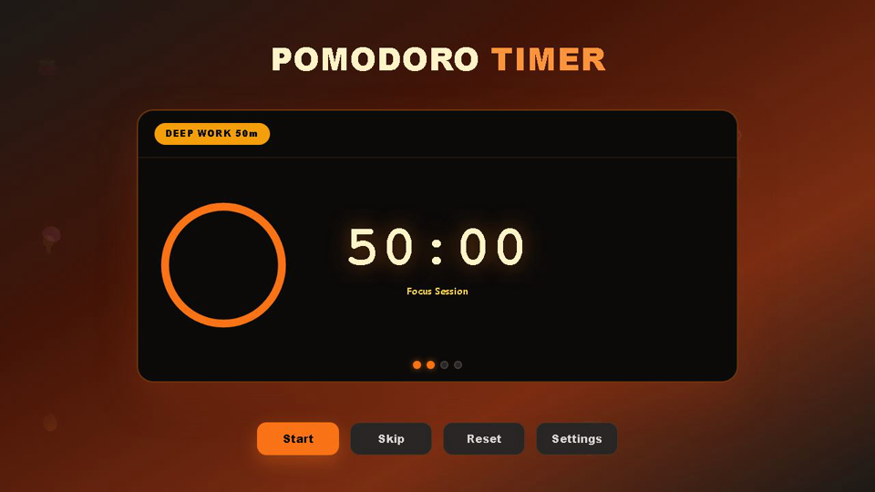 Pomodoro timer — focus sessions demo