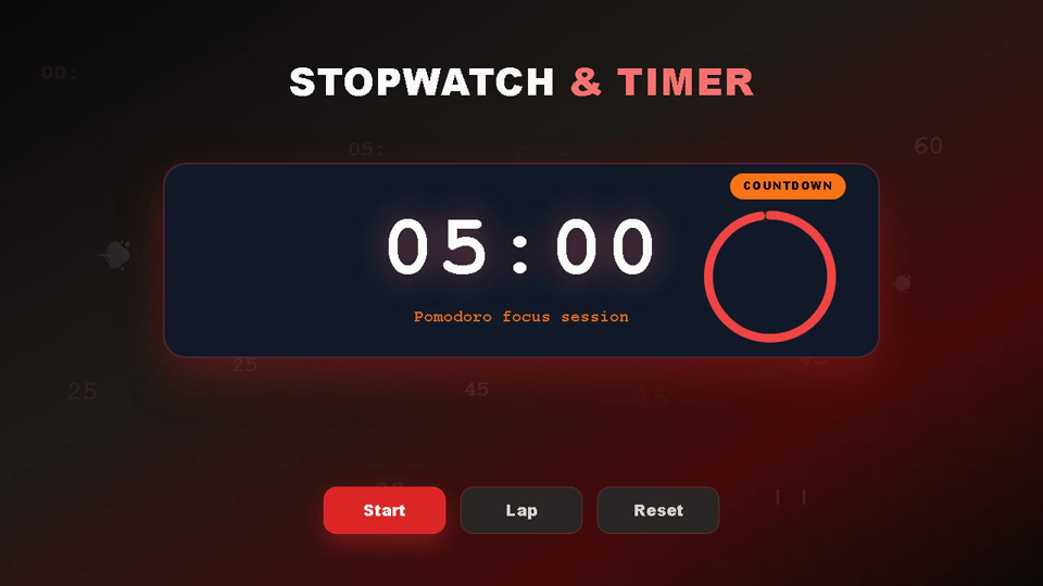Stopwatch and countdown timer — demo