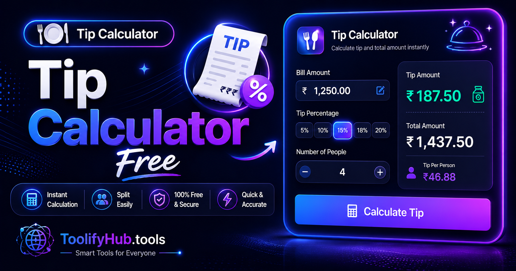 How to Calculate Tip Online Free — Restaurant Bill Split Guide 2026
