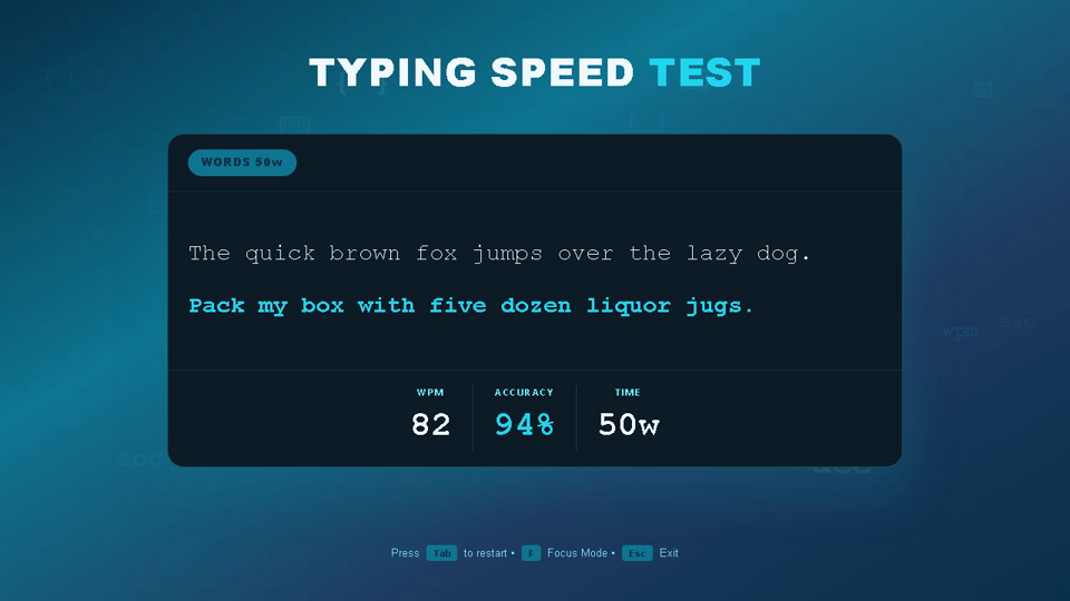 Typing speed test — live WPM demo