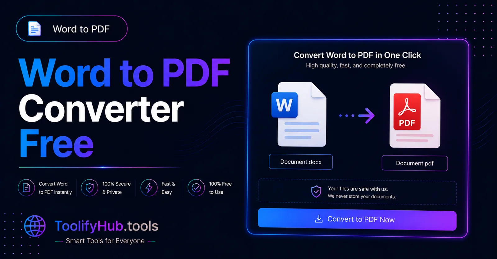 Word to PDF converter online — convert .docx documents to PDF free with preserved formatting